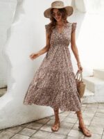 Rochie Lunga Zivia Maro Cu Model Floral Alb