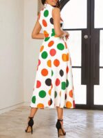 Rochie Lunga Veronika Alba Cu Buline Multicolore - imagine 2