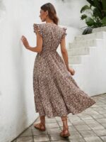 Rochie Lunga Zivia Maro Cu Model Floral Alb - imagine 2