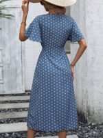 Rochie Midi Balbina Albastra Cu Buline Albe - imagine 2