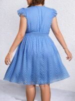 Rochie Scurta Ellyana Albastru Deschis - Marimi Mari - imagine 2