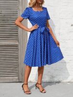 Rochie Midi Indah Albastra Cu Buline Albe - imagine 4