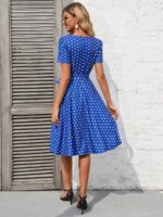 Rochie Midi Indah Albastra Cu Buline Albe - imagine 2
