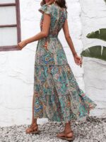Rochie Lunga Karine Albastra Cu Print Multicolor - imagine 2