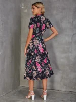 Rochie Midi Cathi Neagra Inflorata - imagine 2