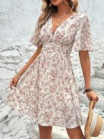 Rochie Scurta Ayleen Alba Inflorata
