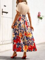 Rochie Lunga Saejin Crem Cu Model Floral Multicolor - imagine 2