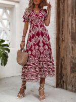 Rochie Lunga Germund Rosie Cu Print Alb