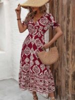 Rochie Lunga Germund Rosie Cu Print Alb - imagine 3