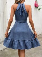 Rochie Scurta Kaila Albastra Cu Cordon - imagine 2