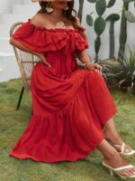 Rochie Lunga Mirka Rosie Cu Umerii Goi - Marimi Mari - imagine 3