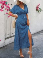 Rochie Lunga Leya Albastra Cu Nasturi - imagine 5
