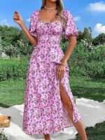 Rochie Midi Cameo Roz cu Model Floral