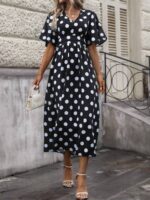 Rochie Midi Irena Neagra cu Buline Albe - imagine 3