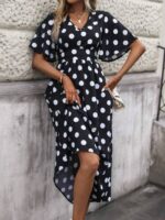 Rochie Midi Irena Neagra cu Buline Albe