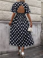 Rochie Midi Irena Neagra cu Buline Albe - imagine 2