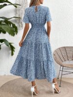 Rochie Midi Nanine Bleu cu Print Floral Alb - imagine 2