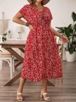 Rochie Midi Nichole Rosie cu Print Floral Alb - Marimi Mari