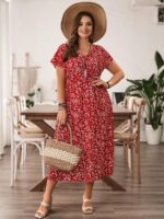 Rochie Midi Nichole Rosie cu Print Floral Alb - Marimi Mari - imagine 3