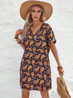Rochie Scurta Noomie cu Print Maro