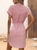 Rochie Scurta Pedro Alba cu Dungi Rosii - imagine 2