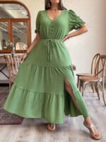 Rochie Midi Saul Verde- Marimi Mari - imagine 3