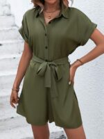 Salopeta Scurta Heaven Khaki Cu Cordon