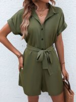 Salopeta Scurta Heaven Khaki Cu Cordon - imagine 3