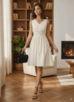 Rochie Scurta Axelle Crem Cu Dungi Albe