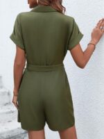 Salopeta Scurta Heaven Khaki Cu Cordon - imagine 2