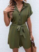Salopeta Scurta Heaven Khaki Cu Cordon - imagine 5