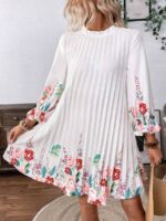 Rochie Scurta Adeona Alba cu Print Floral Rosu