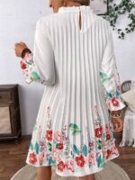 Rochie Scurta Adeona Alba cu Print Floral Rosu - imagine 2