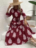 Rochie Lunga Hristina Grena cu Print Alb
