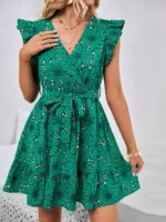 Rochie Scurta Minelle Verde Inflorata