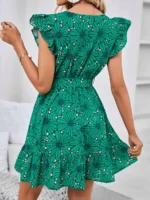 Rochie Scurta Minelle Verde Inflorata - imagine 2