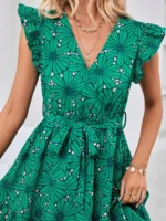 Rochie Scurta Minelle Verde Inflorata - imagine 3