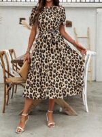 Rochie Midi Lineth Cu Print Leopard - imagine 3