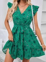 Rochie Scurta Minelle Verde Inflorata - imagine 5