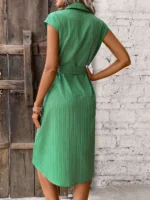 Rochie Midi Cintia Verde Cu Nasturi - imagine 2