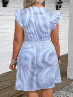 Rochie Scurta Danisha Albastra Cu Dungi Albe - imagine 2