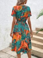 Rochie Midi Filoftea Neagra Cu Print Tropical Multicolor - imagine 2