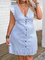 Rochie Scurta Danisha Albastra Cu Dungi Albe