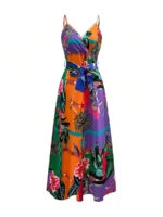 Rochie Lunga Gizela Cu Print Multicolor - imagine 3