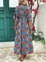 Rochie Lunga Manda Albastru Deschis Cu Print Multicolor - imagine 2