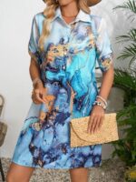 Rochie Scurta Vitoria Albastra Cu Guler