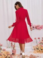 Rochie Midi Zonta Rosie Cu Funda - imagine 2