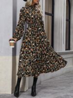 Rochie Lunga Nikoleta Khaki Cu Print Multicolor