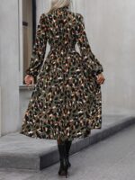 Rochie Lunga Nikoleta Khaki Cu Print Multicolor - imagine 2