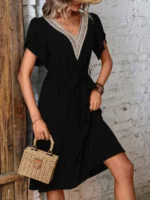 Rochie Midi Blanche Neagra Cu Cordon - imagine 5